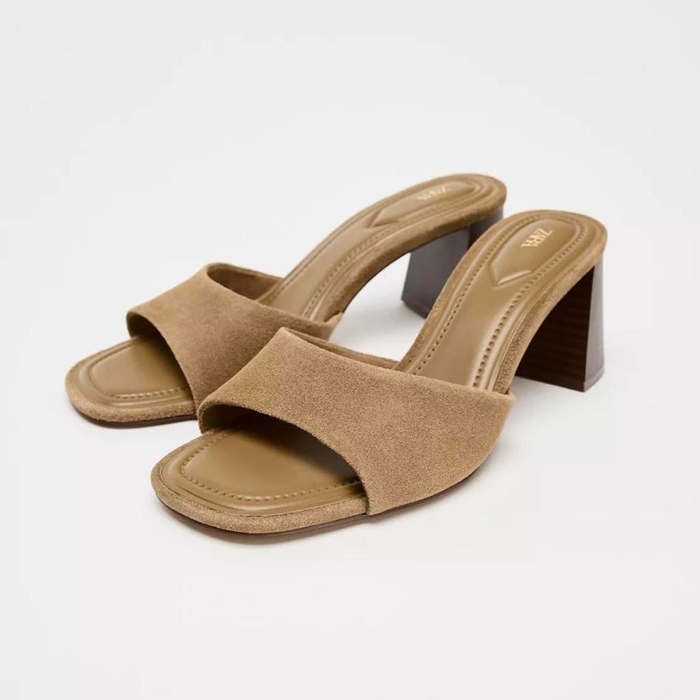 ✨ZARA✨Split Suede Heeled Sandals
